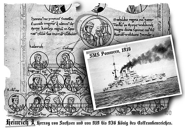 Тайны родословной от короля Генриха 1 Птицелова, а также «Померании», линкора Военно-морских Сил Германии, затопленного 1 июня 1916 года.