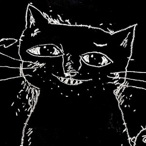Рисунок кота мелом на грифельной доске